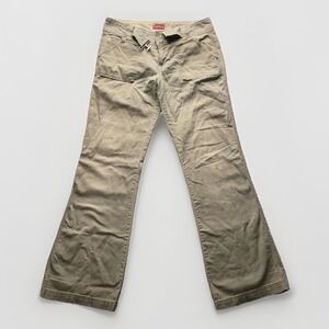 Periscope PS-3983 Y2K Khaki Flare Pants Distressed Utility Womens Size 9 Bottoms